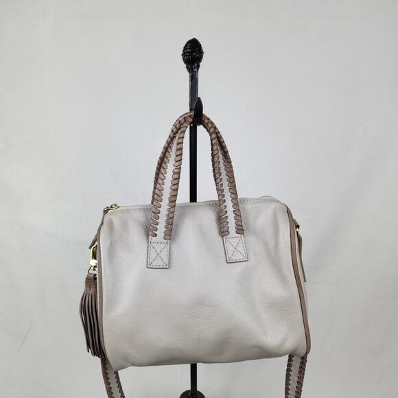 Soul Carrier Whipstitch Southwestern Ranch Leather Satchel Taupe Gray Crossbody - Picture 3 of 11